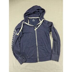 SO The Lounge Life Zip Hoodie Navy Blue Sunday Graphic Sleeve Sweatshirt Small